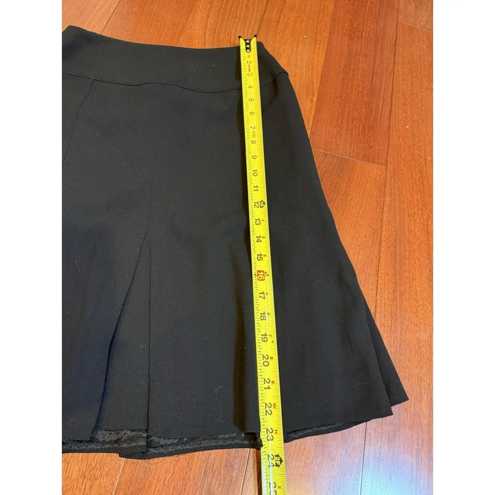 CHANEL Pleated Skirt Fully Lined Wool Mid Length 23in Long |‎ Black | UK 38 US 6